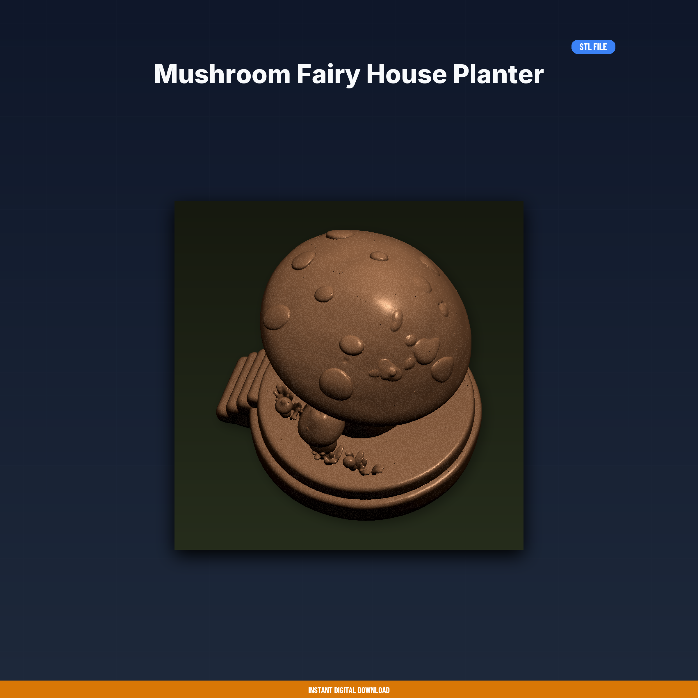 Mushroom Fairy House Planter - 3D Printable STL File