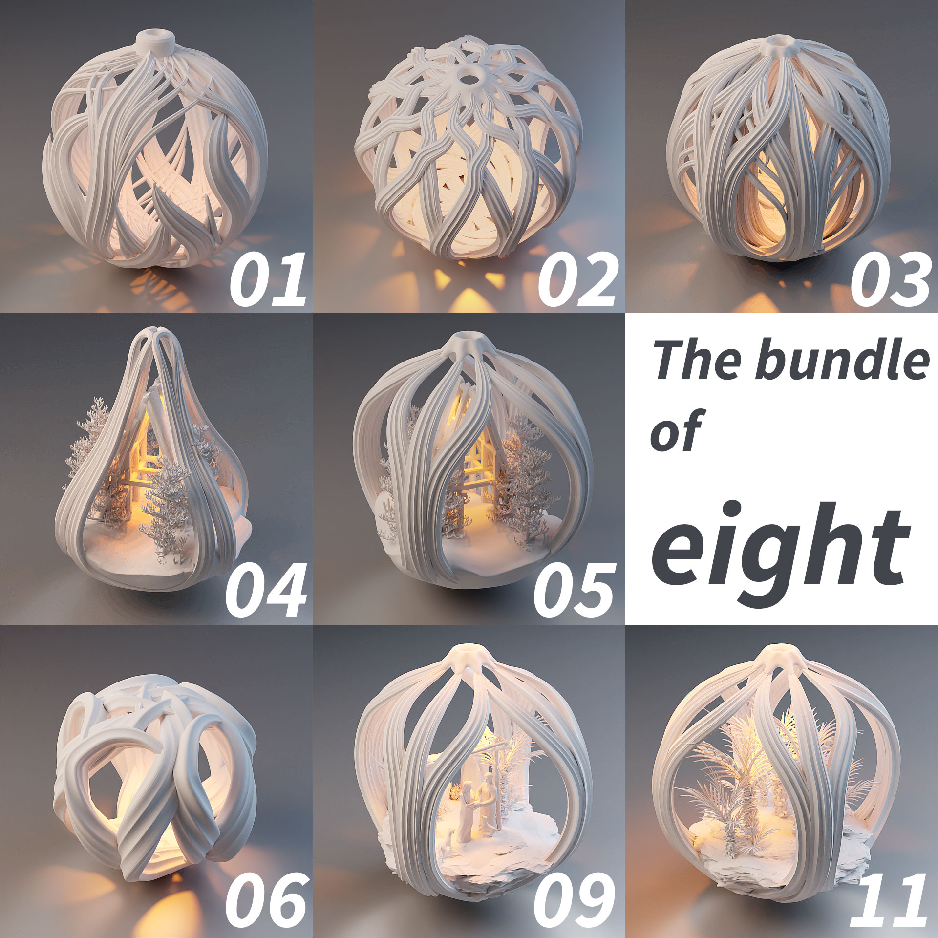 Bundle of eight Christmas Ornaments  - Christmas ornaments and/or LED garland lampshades