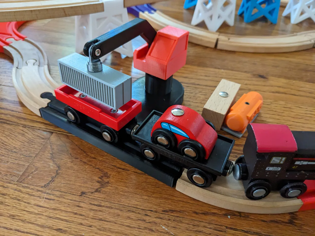Crane for Wooden Trains Brio Compatible by Fantastic Plastic