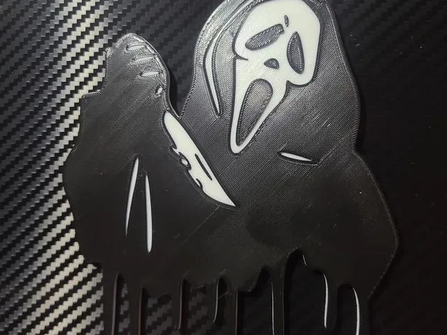 ghost face logo with knife