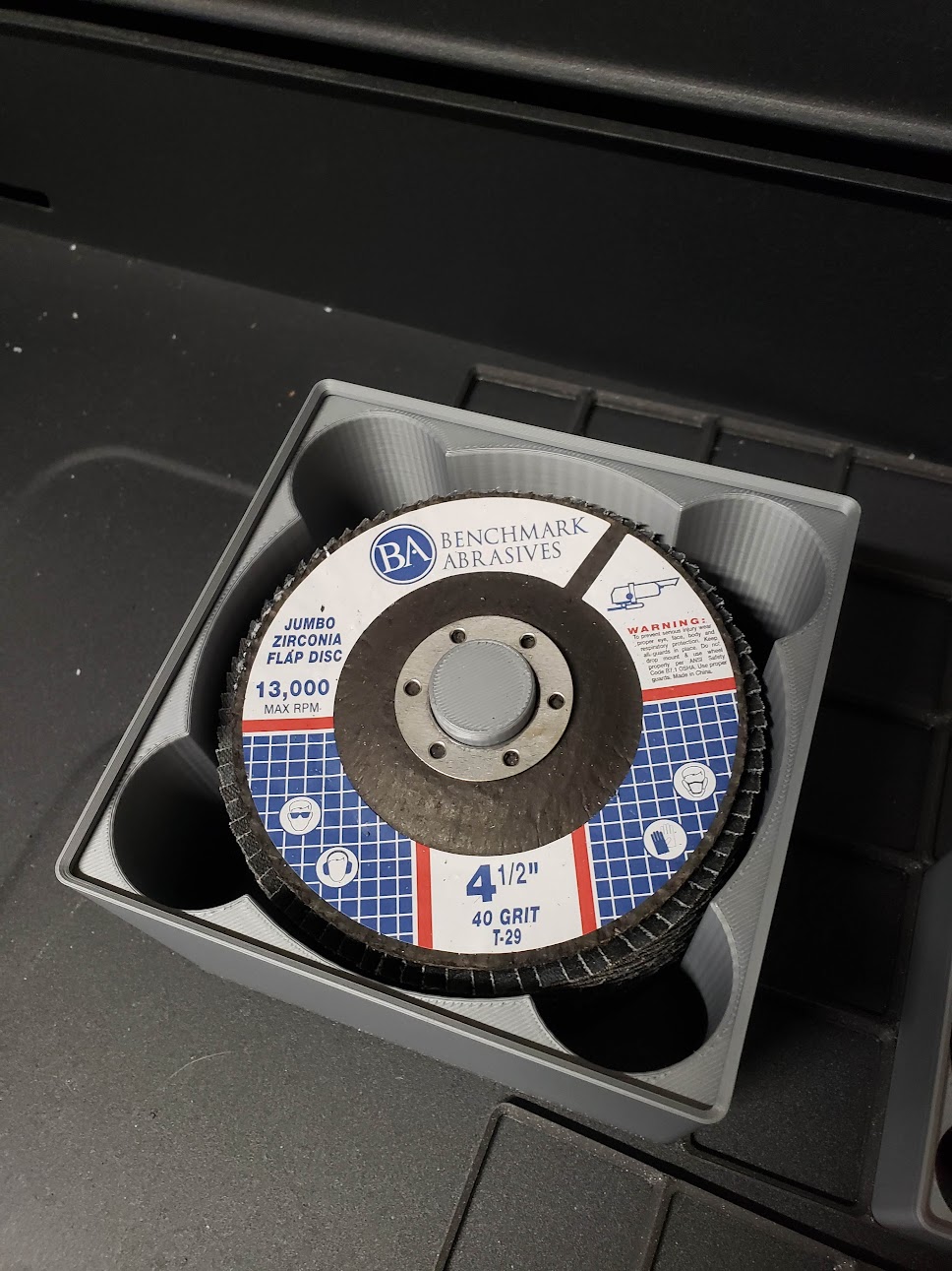 Gridfinity 4.5" Flap Disk/Grinding Disk Holder