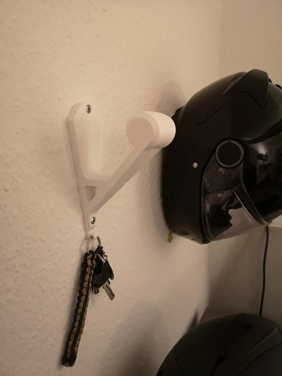 Helmhaak voor aan de muur, met sleutelhaakje