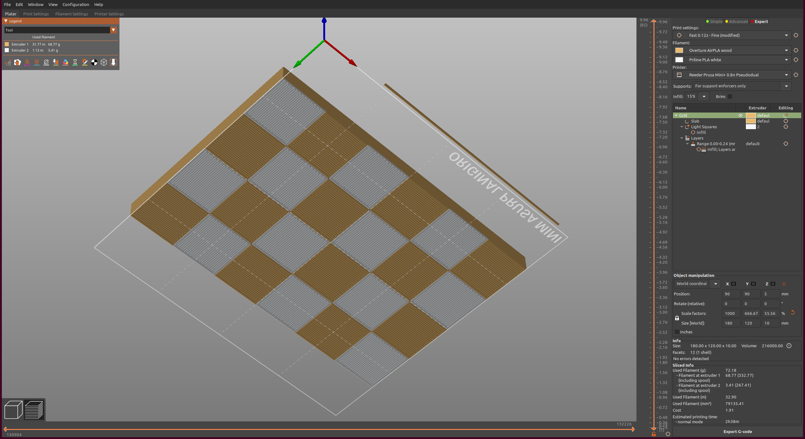 8x12 Courier Chessboard in 4ths