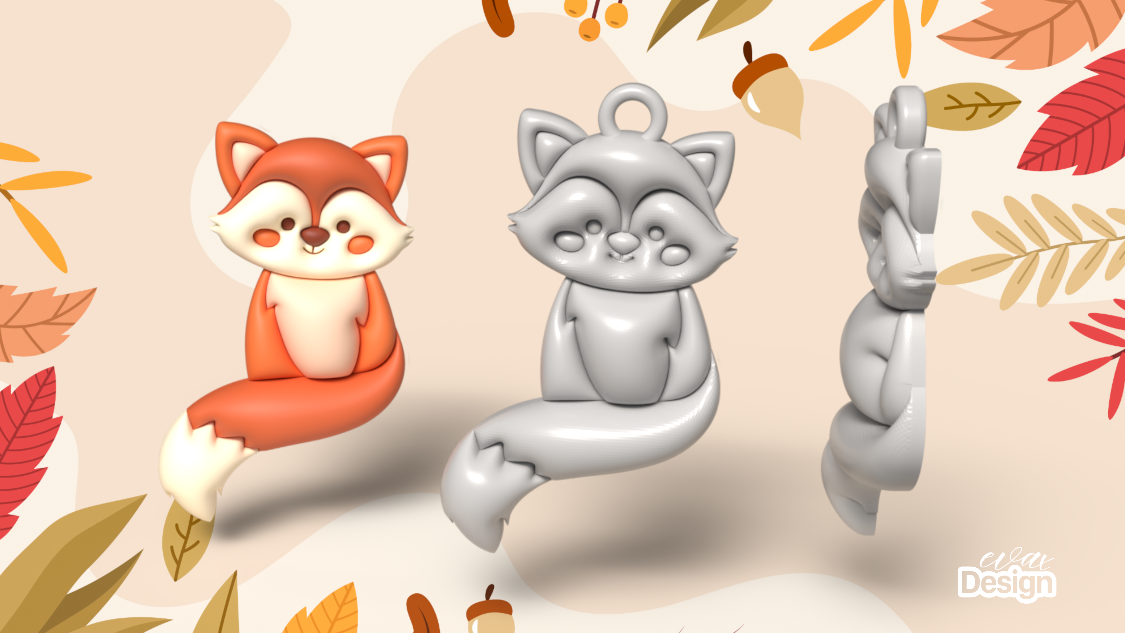 Keychain in the shape of a fox
