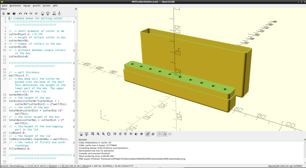 Parametric Milling Cutter Storage Box