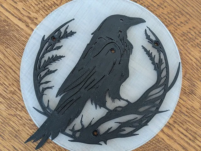 Round background or moon to back Crow and Raven mounted outlines
