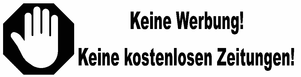 Briefkastenschild Keine Werbung / Zeitschriften
