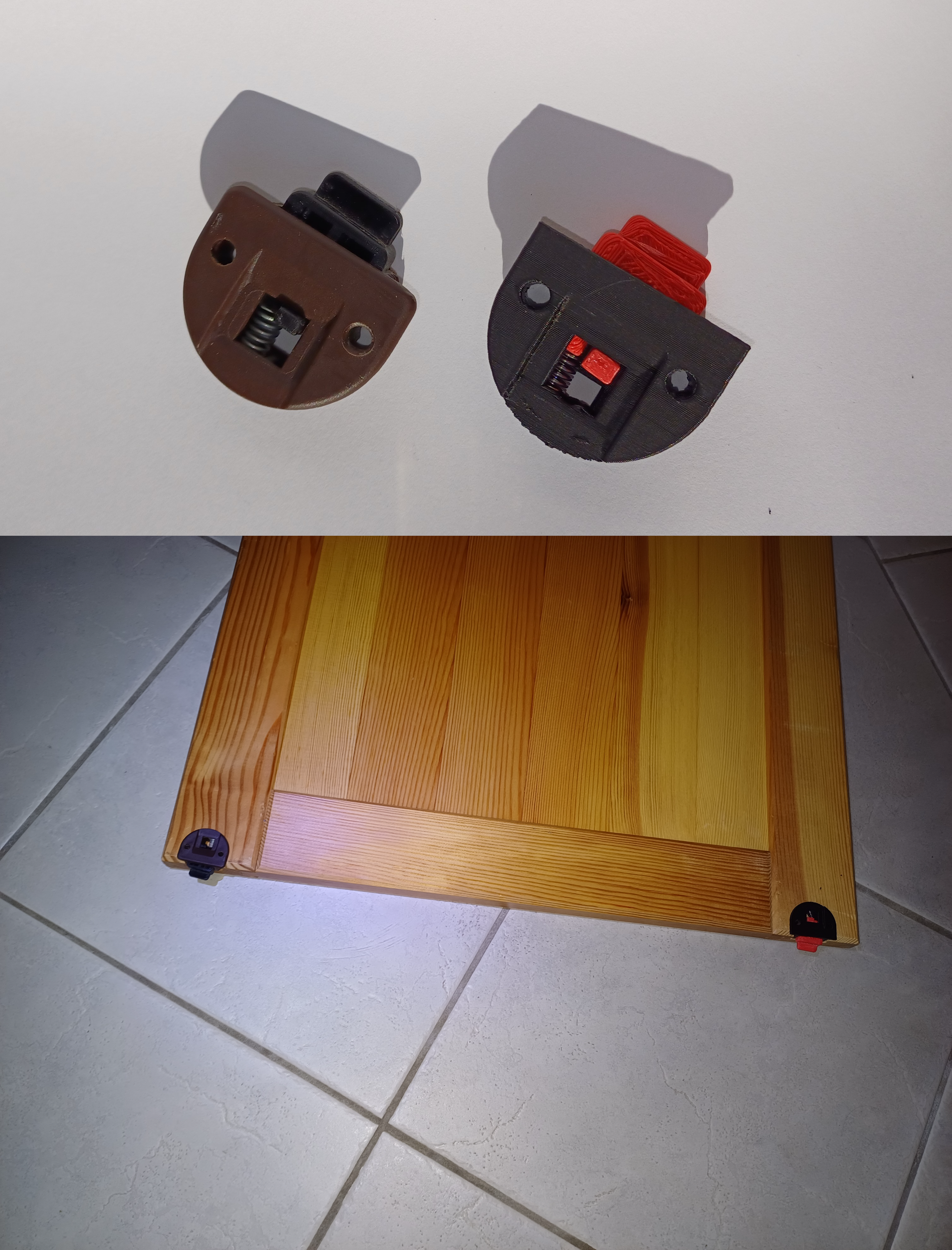 sliding door fitting for furniture - with spring latch