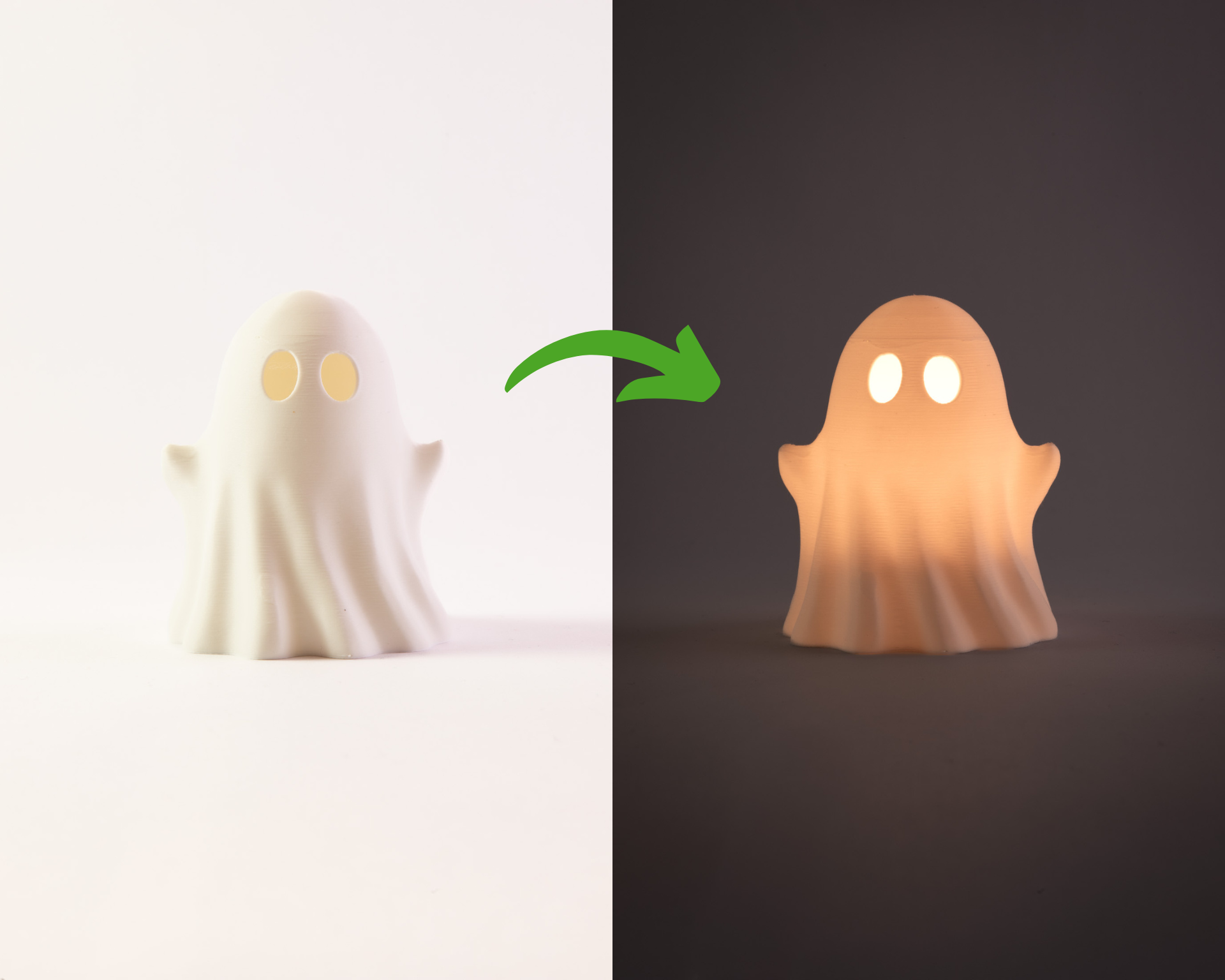Cute Ghost Tea Light Holder (STL File, For LED Candle Only) 3D model thumbnail