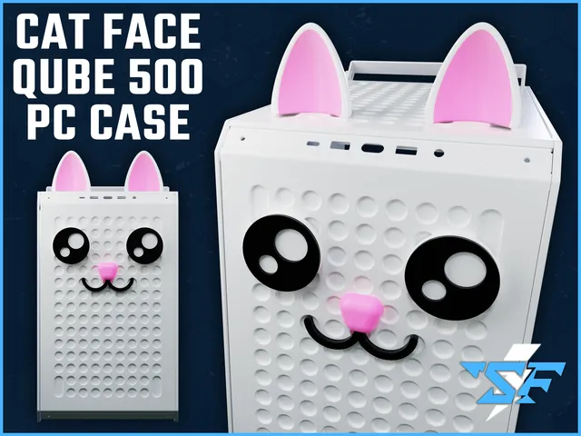 Cat Face PC Case Accessory - Cooler Master QUBE 500