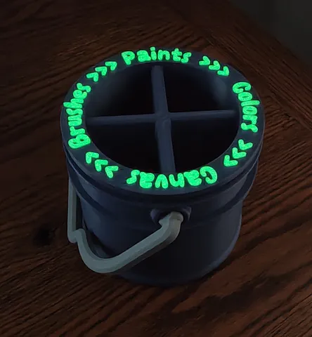 Stylized Paint bucket with self-emissive text.