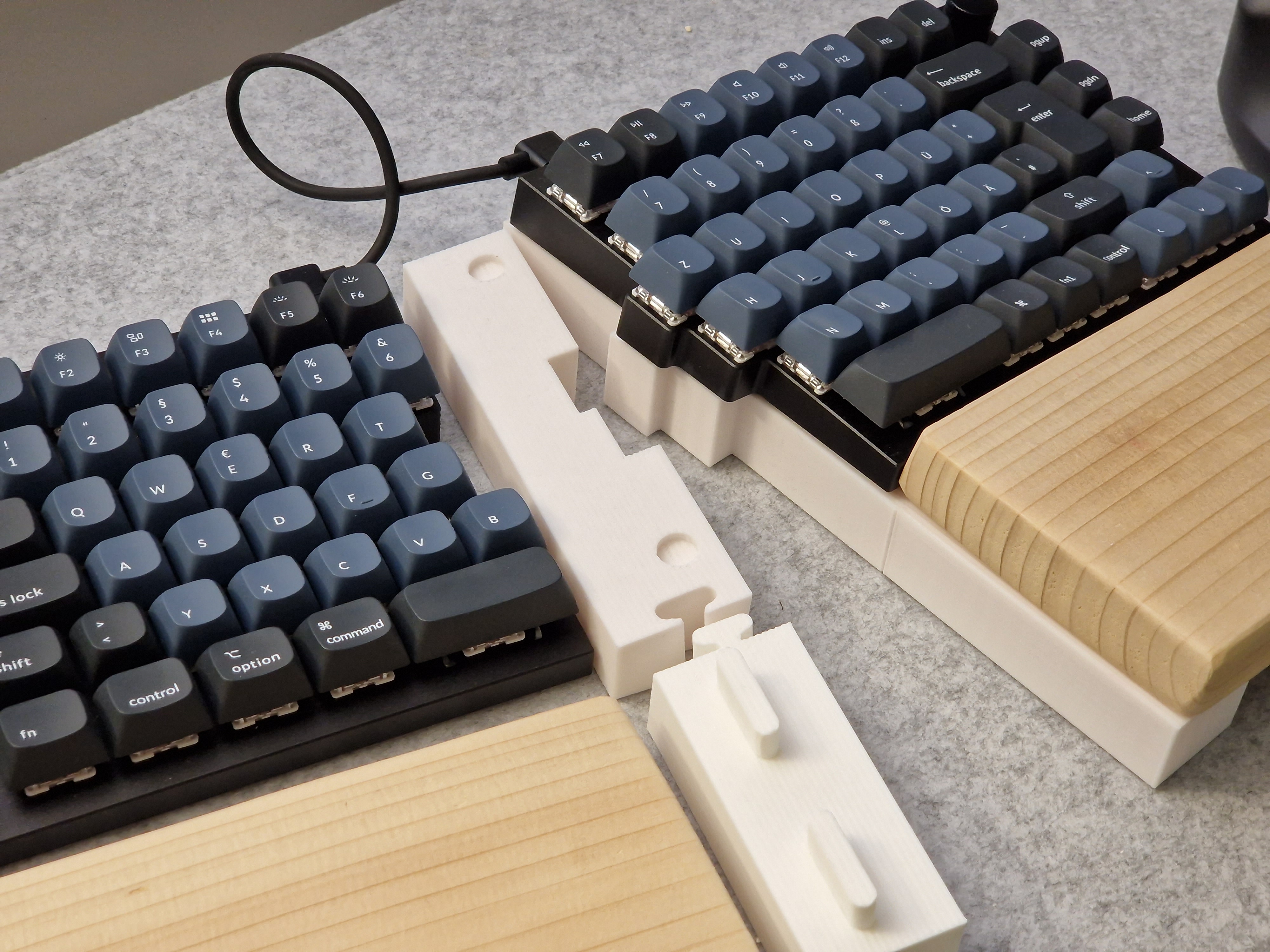 Keychron Q11 tenting kit including wooden wrist rest