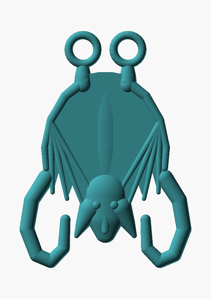 Bat Ceiling Hook — hangs by its own feet, head down, like a real bat