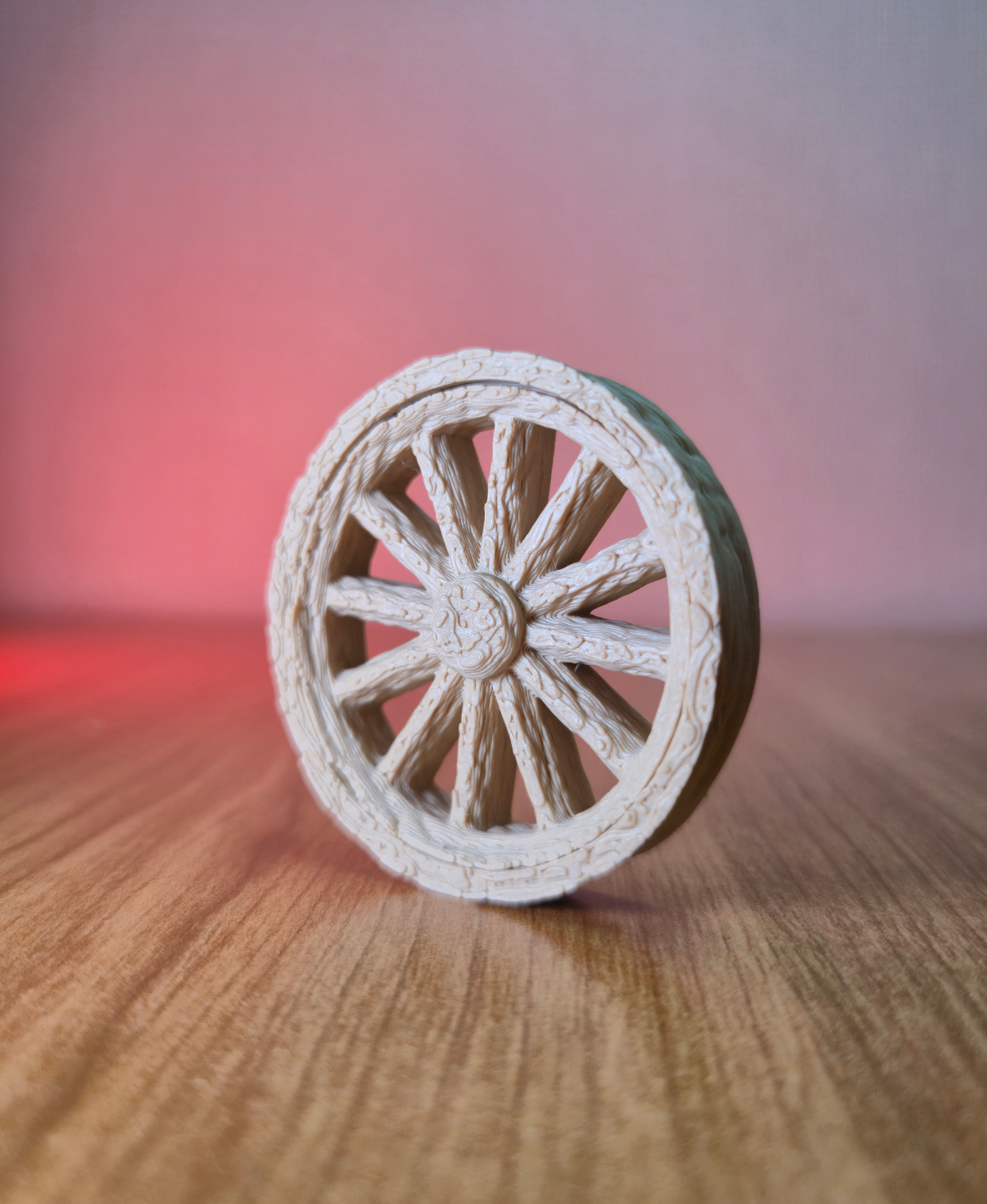 Wooden Wheel Fidget Ring with Spinning Rim