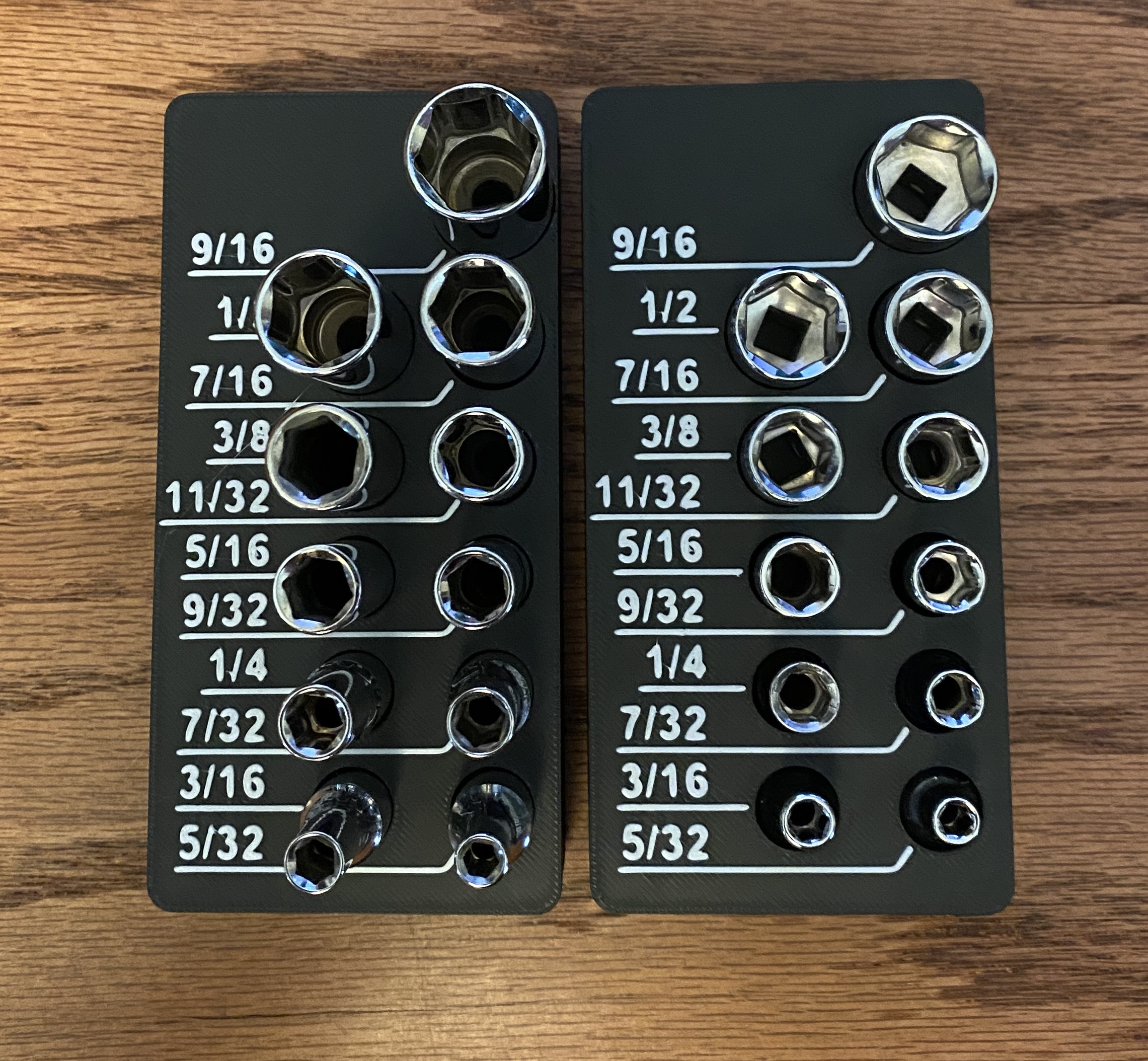 (7 set variations) Imperial 1/4" Drive Socket Holders, Gridfinity 3D model thumbnail