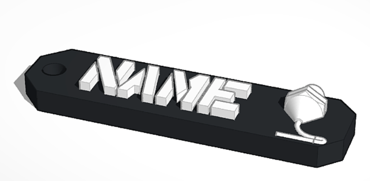 keychan 3d nozzle and name tinkercad customizable