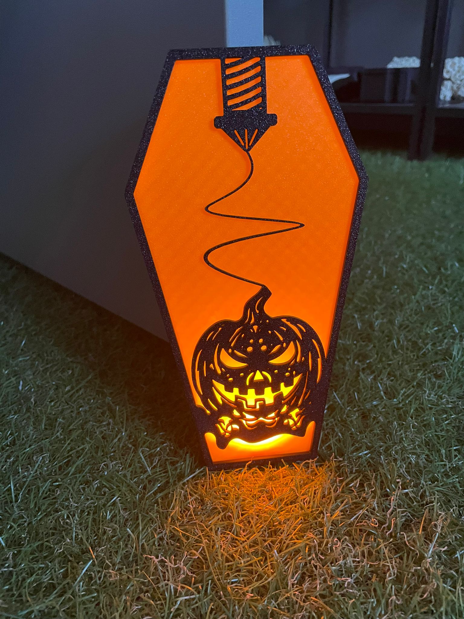 Halloween pumpkin coffin