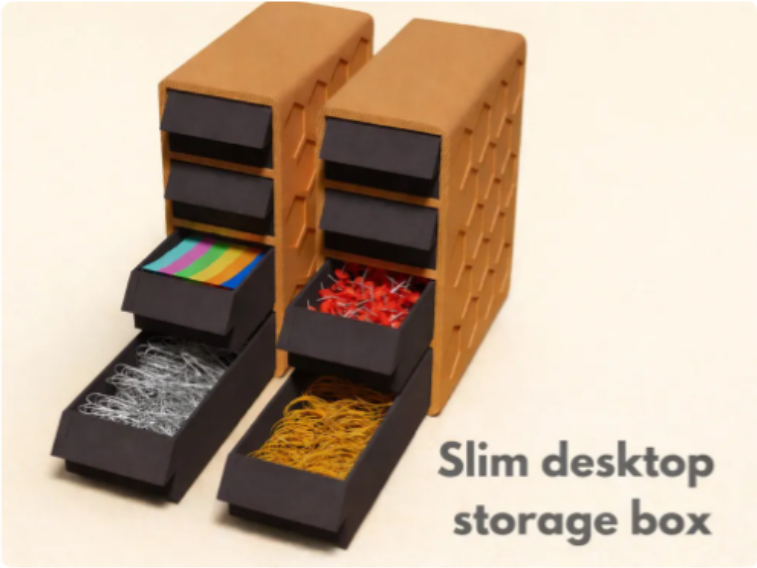 Slim desktop storage box