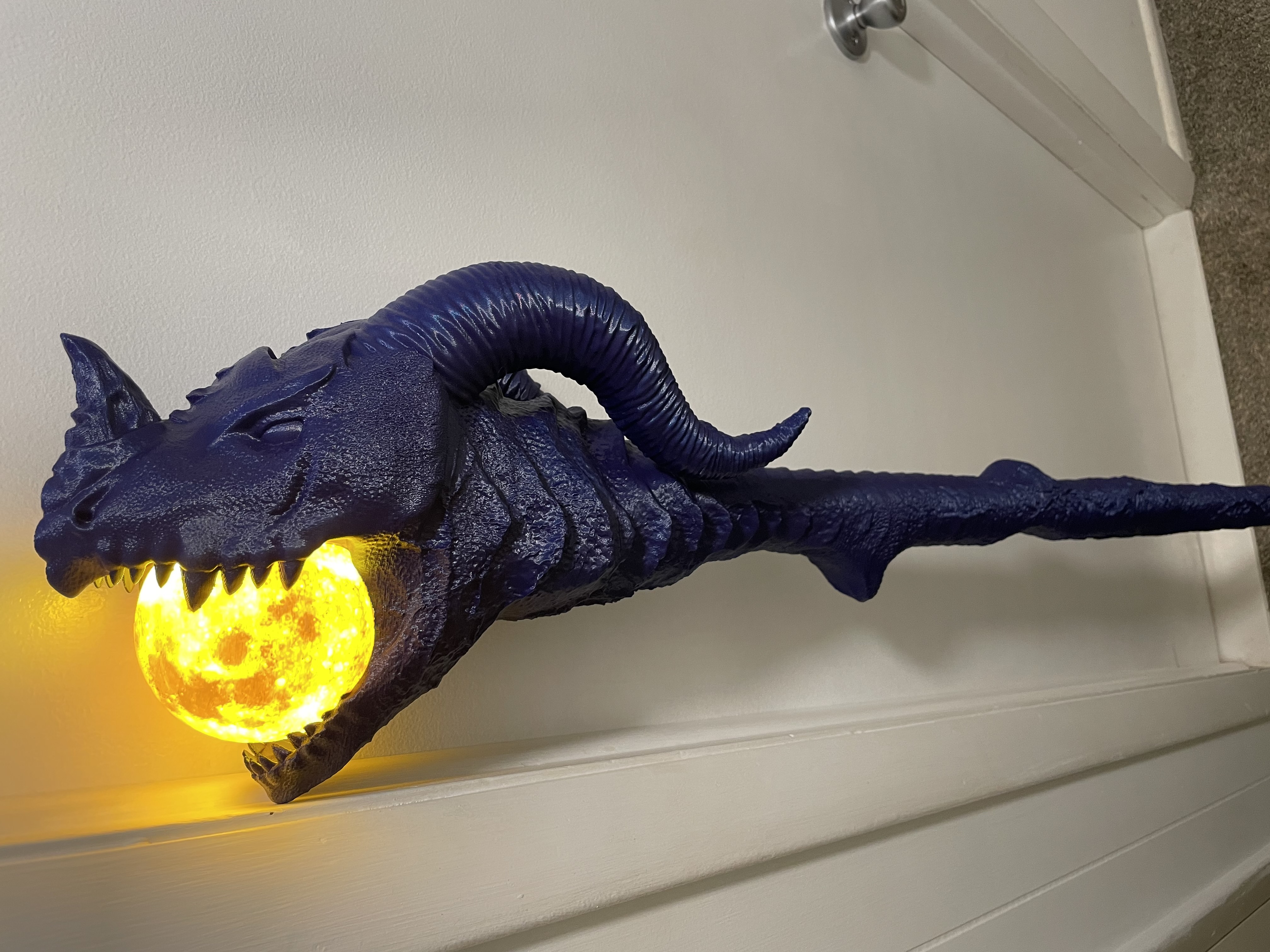 Dragon Staff W/ Lithophane Moon (Supportless Print) 3D model thumbnail
