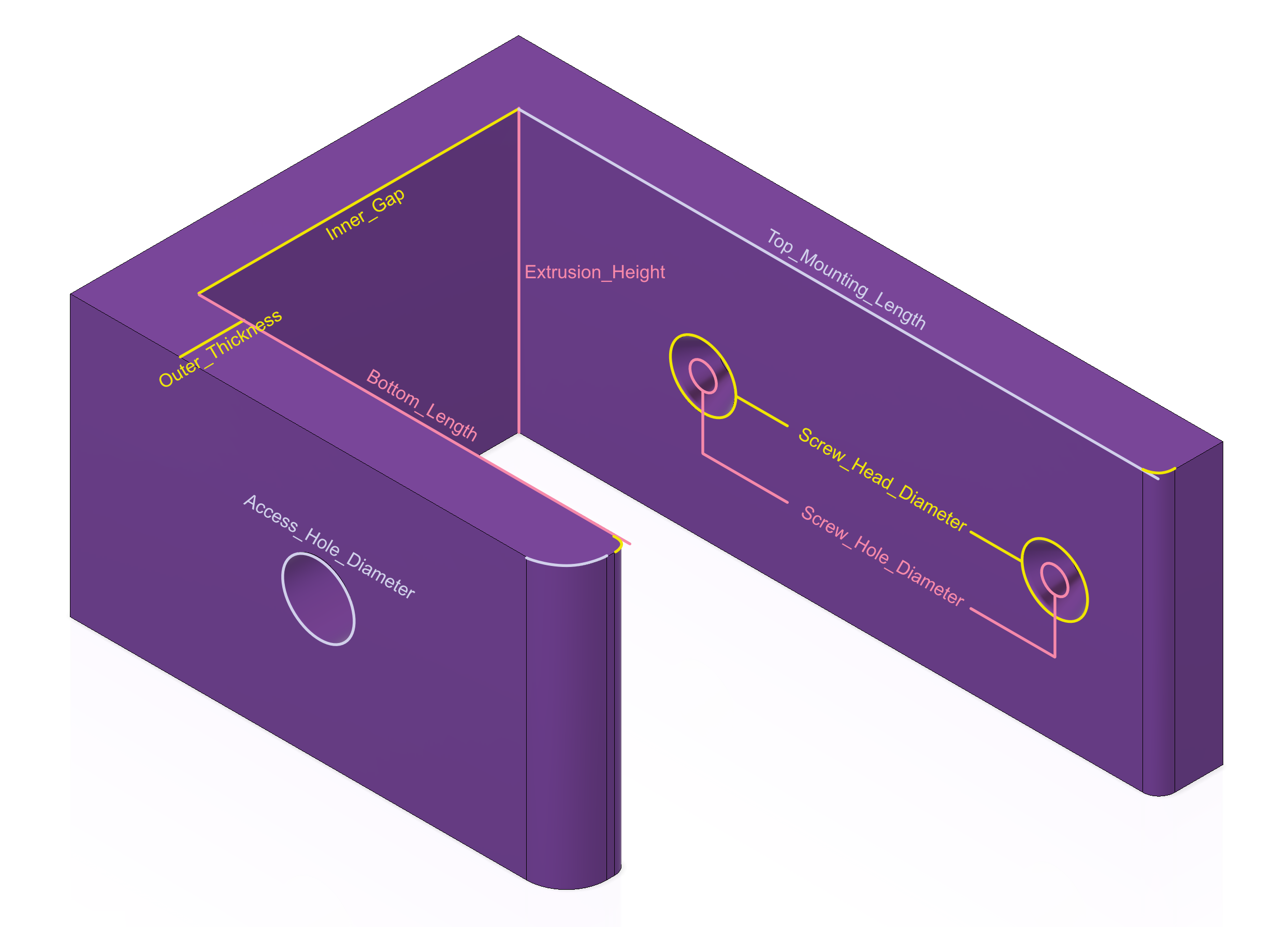 Parametric Laptop Wall/Under Counter Mount (Fusion 360) by JTEE3D