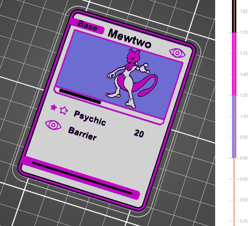 Pokemon Card - MewTwo (English) - 3D Printed - Manual Colour Change