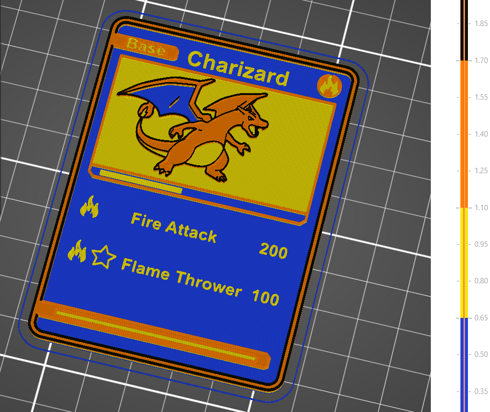 Pokemon Card - Charizard (English) - 3D Printed - Manual Colour Change
