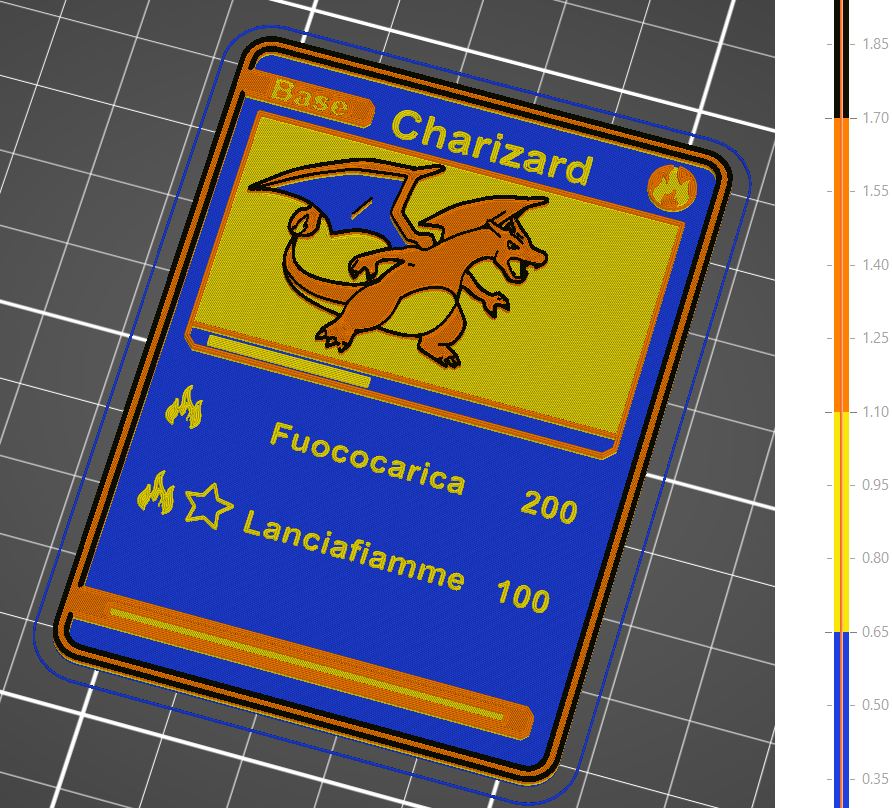 Pokemon Card - Charizard (Italian) - 3D Printed - Manual Colour Change