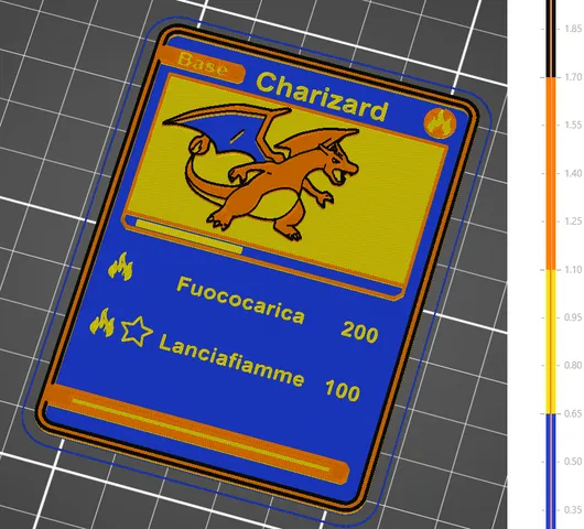 Pokemon Card - Charizard (Italian) - 3D Printed - Manual Colour Change