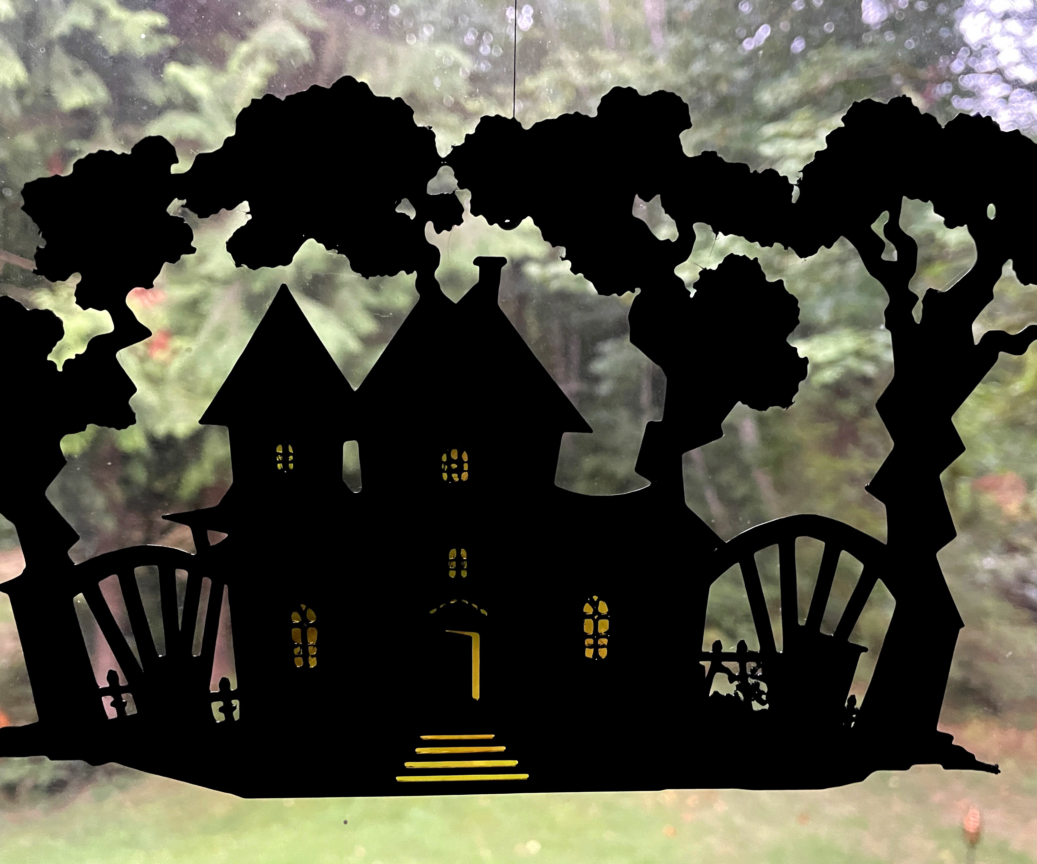 Spooky Forest House Window Silhouette