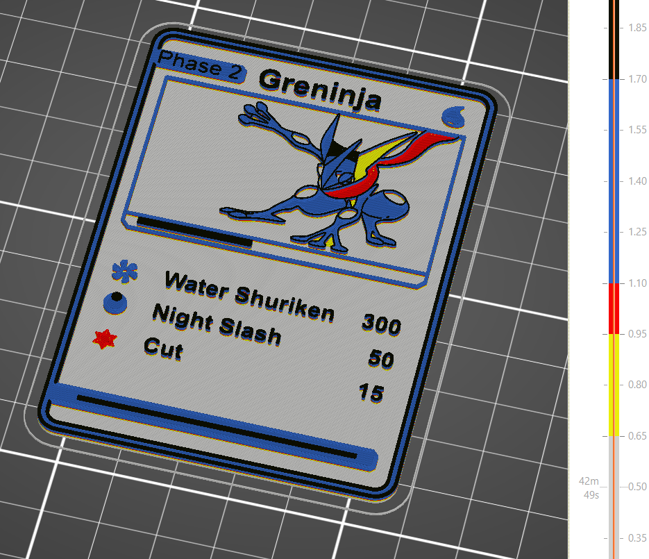 Pokemon Card - Greninja (English) - 3D Printed - Manual Colour Change