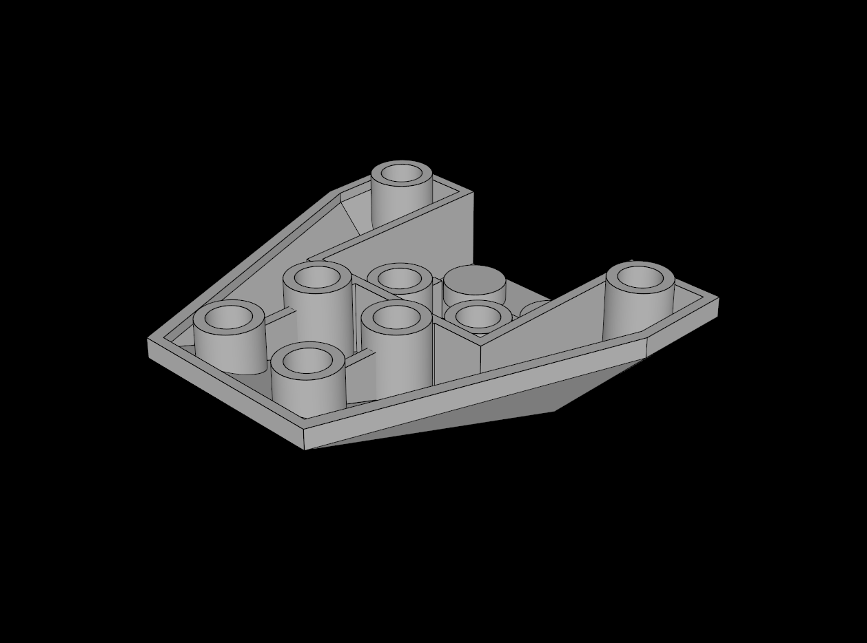 Lego Compatible (4855.dat) Wedge  4 x  4 Triple Inverted without Ribs between Studs