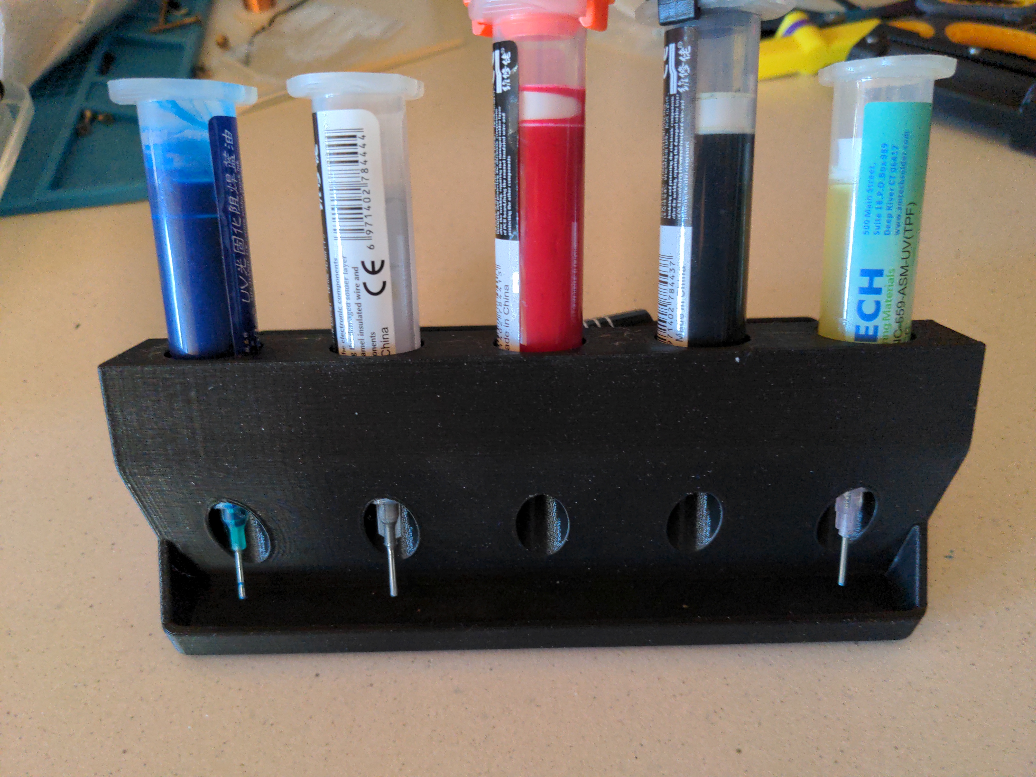 Solder paste (FLUX) & UV-mask - stand for 5x syringes