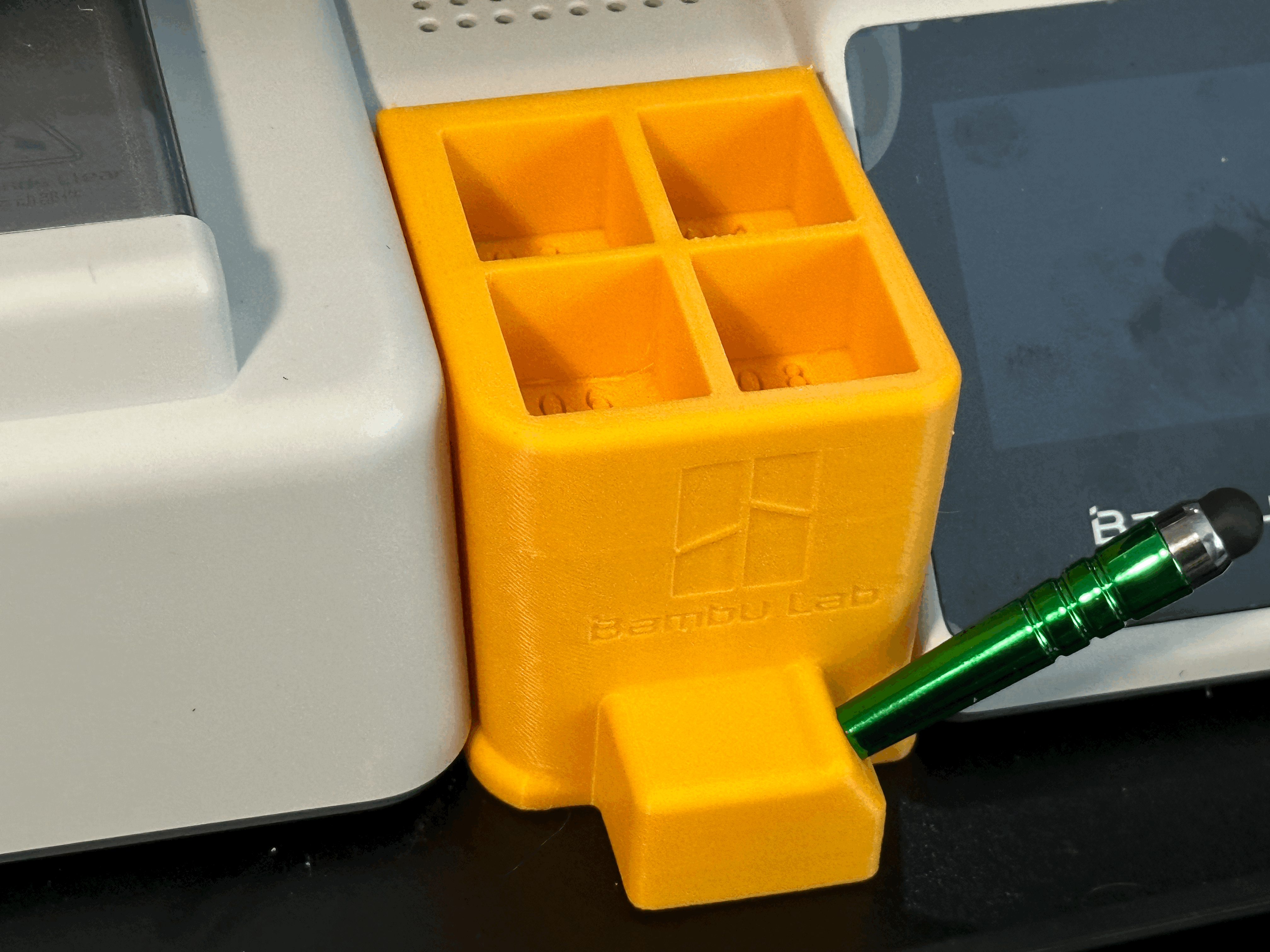 Precision Nozzle Container with Stylus Holder (Upgrade) for the Bambulab A1mini