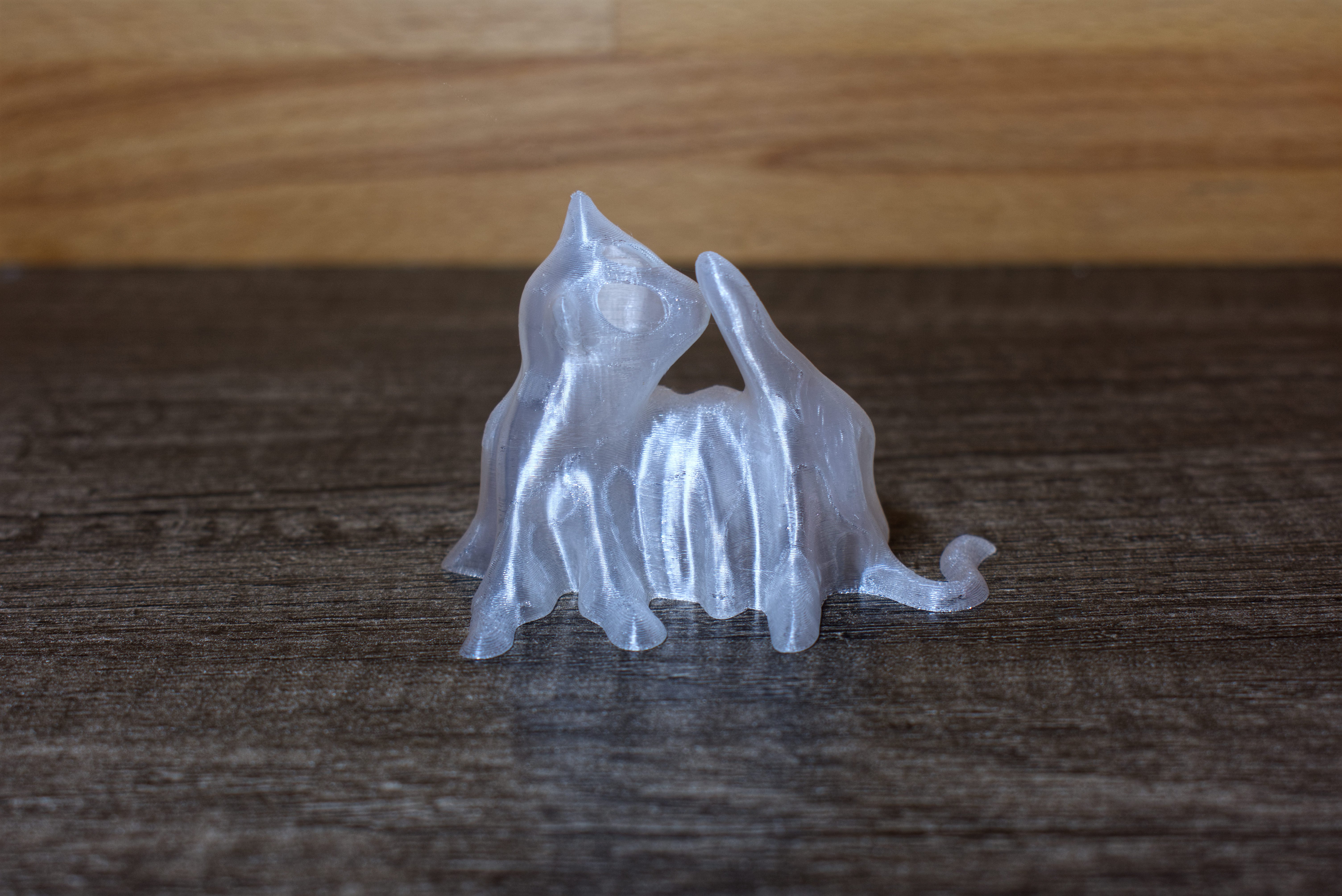 Halloween Ghost Cat Licking Its Leg