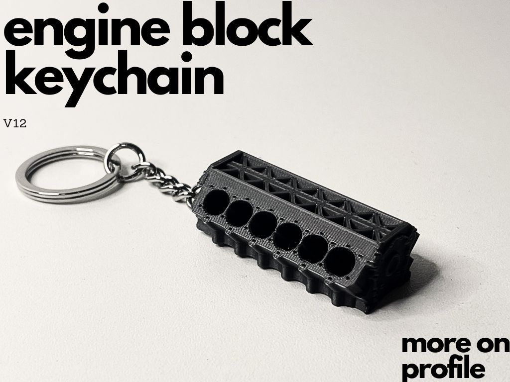 Engine block V12 keychain
