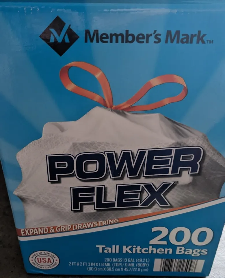 Member's Mark Power Flex Tall Kitchen Drawstring Trash Bags (13 Gallon, 2  Rolls
