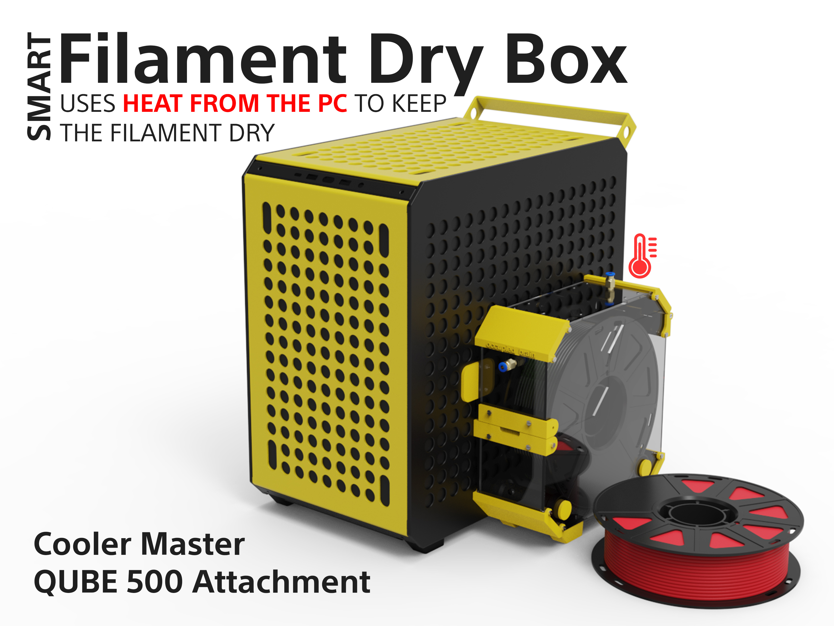 Smart Filament Dry Box - Cooler Master  QUBE 500 Attachment