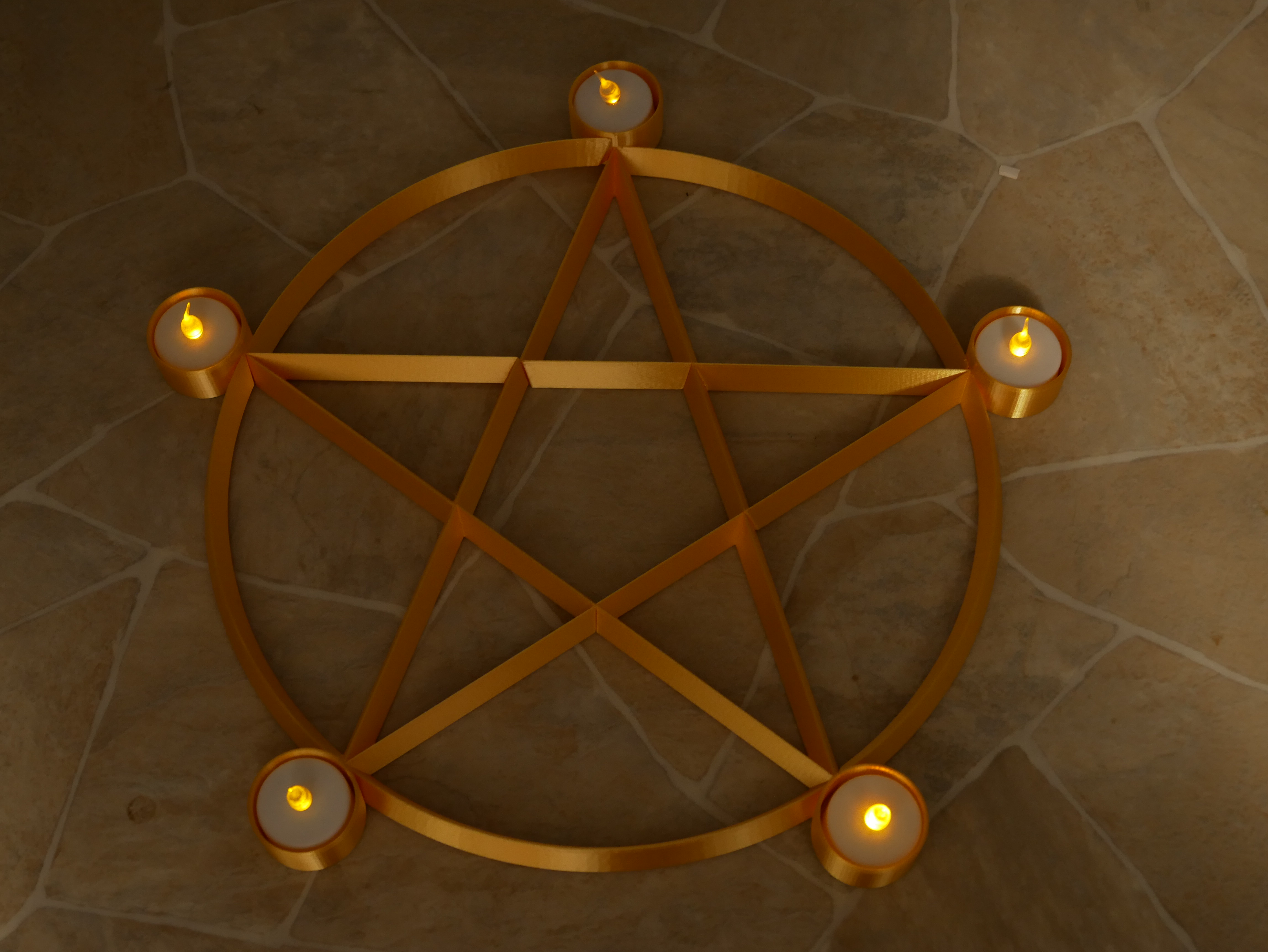 Large pentacle tealight holder (5-piece 385mm)