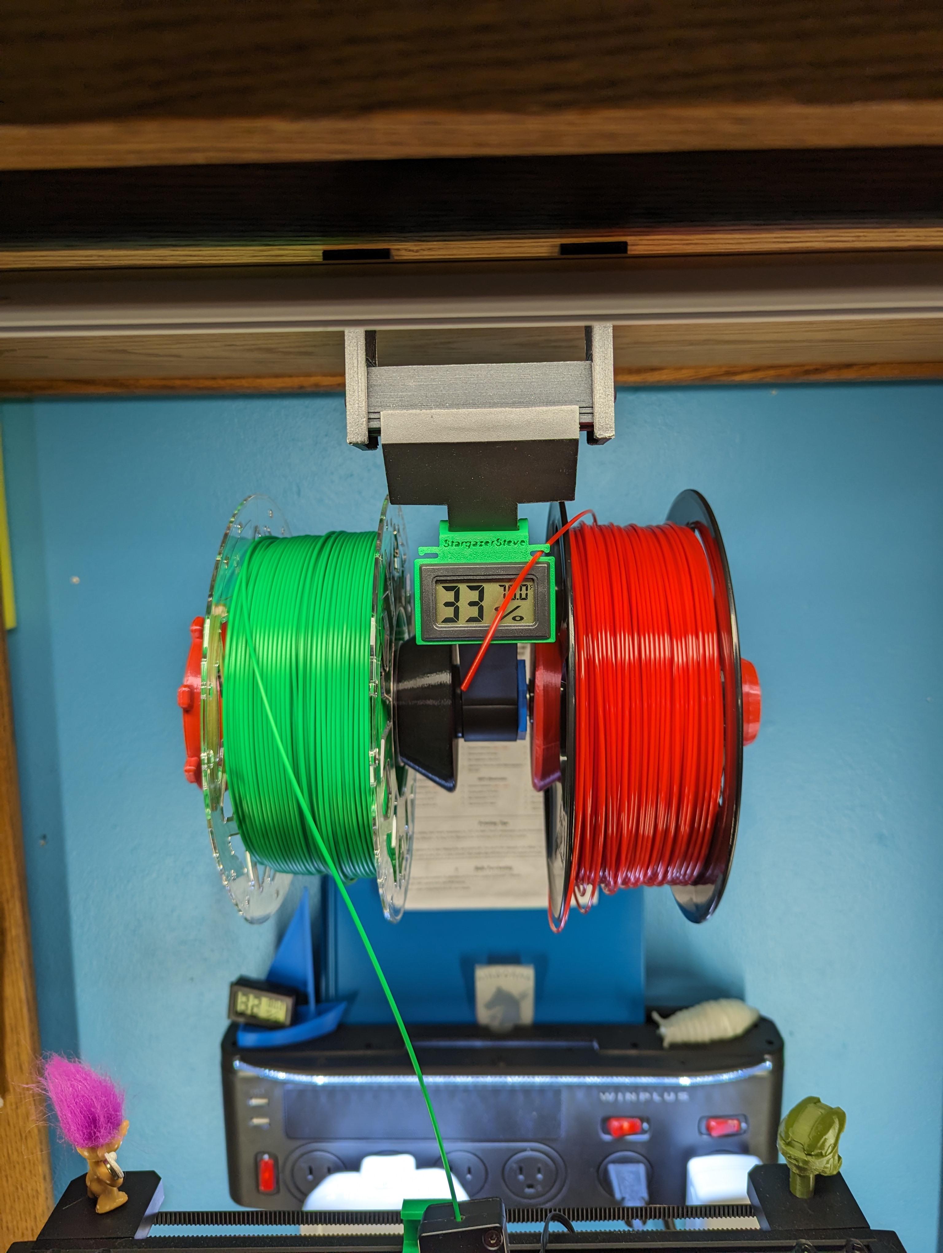 Ender 3 S1 Pro Hygrometer and filament clip for spool holder arm