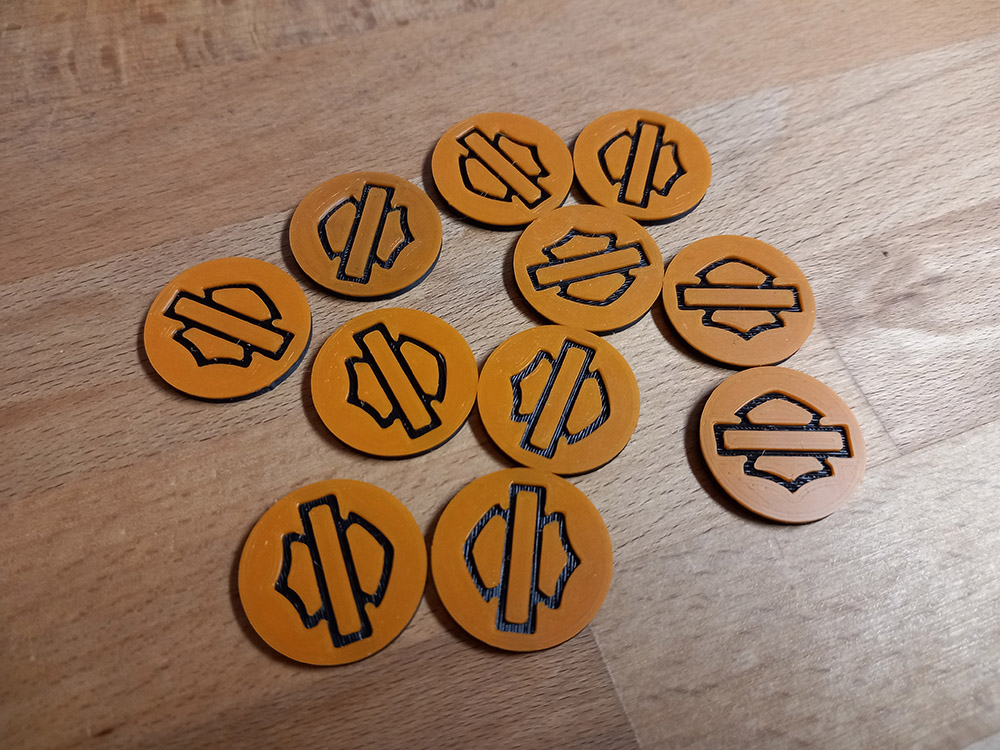 Harley Davidson Style Shopping Chip / Harley Davidson Style Einkaufschip Black / Orange