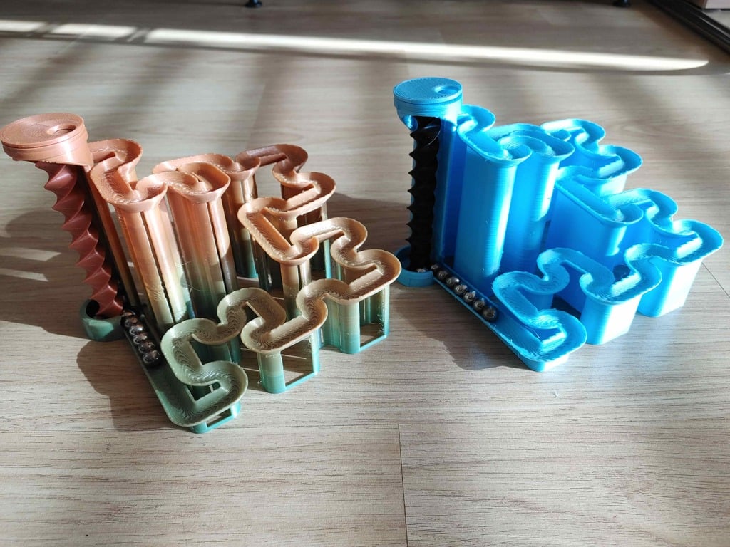 Hilbert Curve Marble Machine with Screw Lift