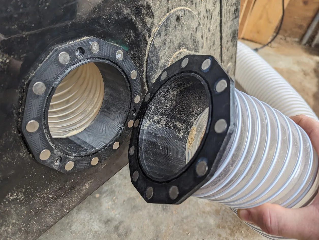 Magnetic 100mm (4") dust collection hose connector for Saw Stop table ...