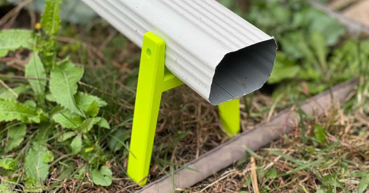 Ground support for downspout rain gutter by Adam Download free STL