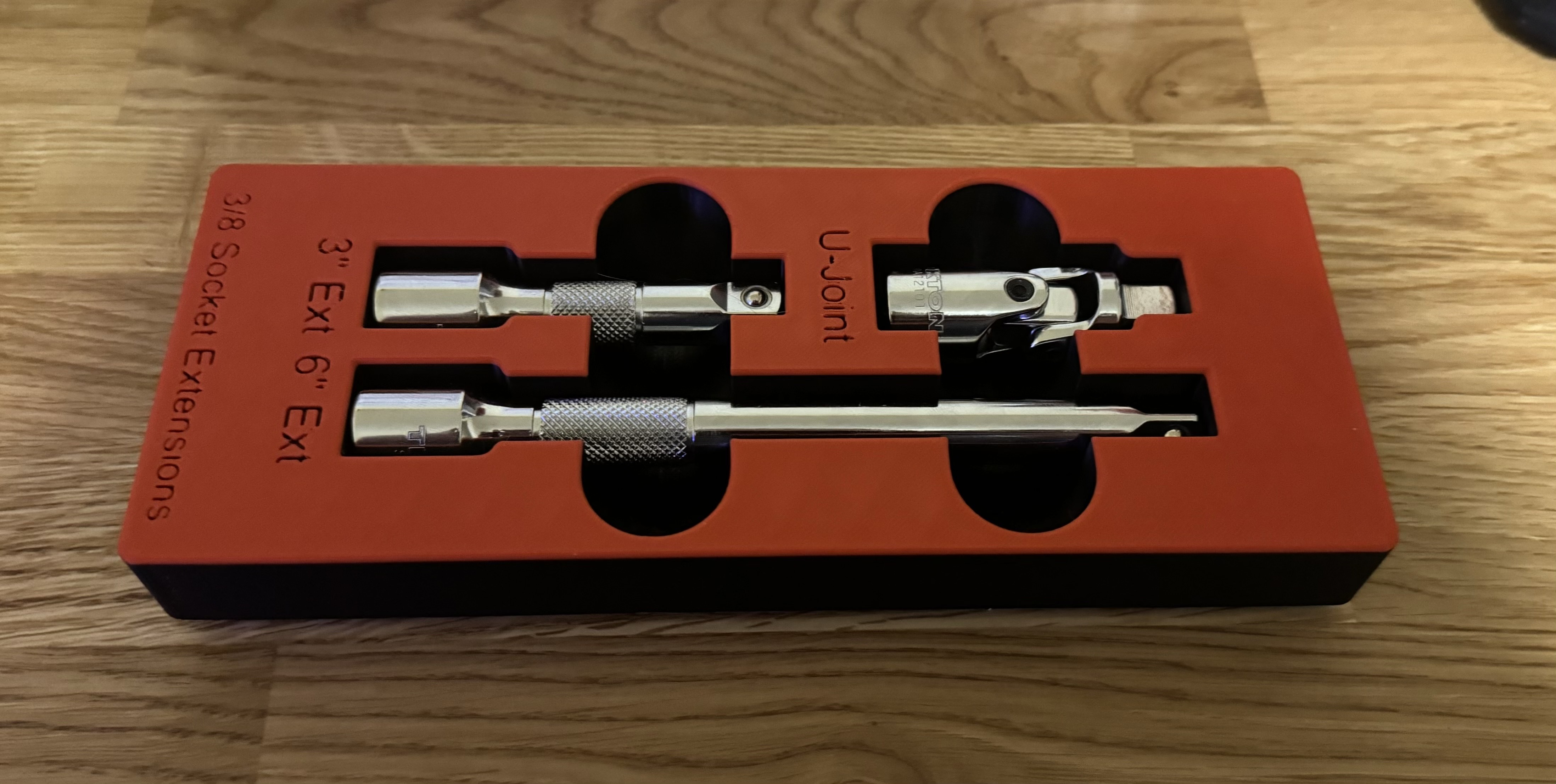 Gridfinity Tekton 3/8" Socket Extensions & UJoint Holder by ender341