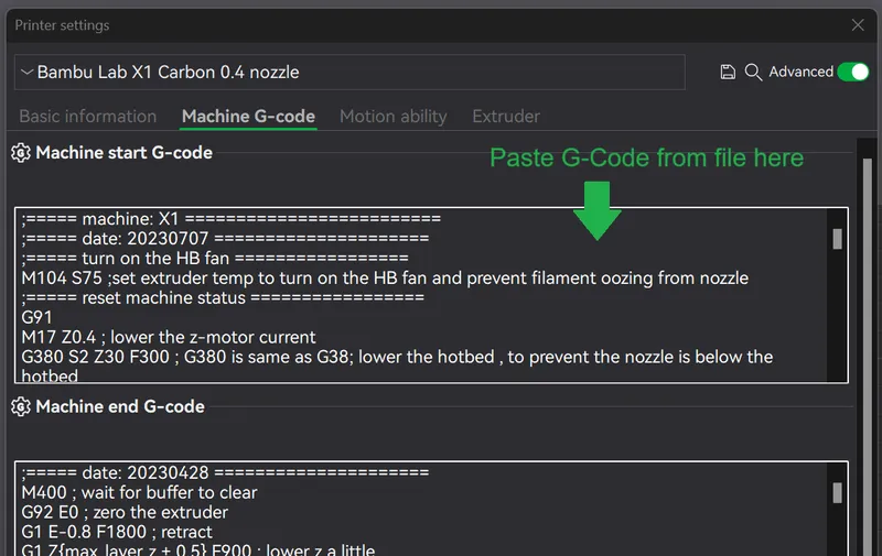 Bambu Lab X1C Start G-Code - Short Purge by MattZA