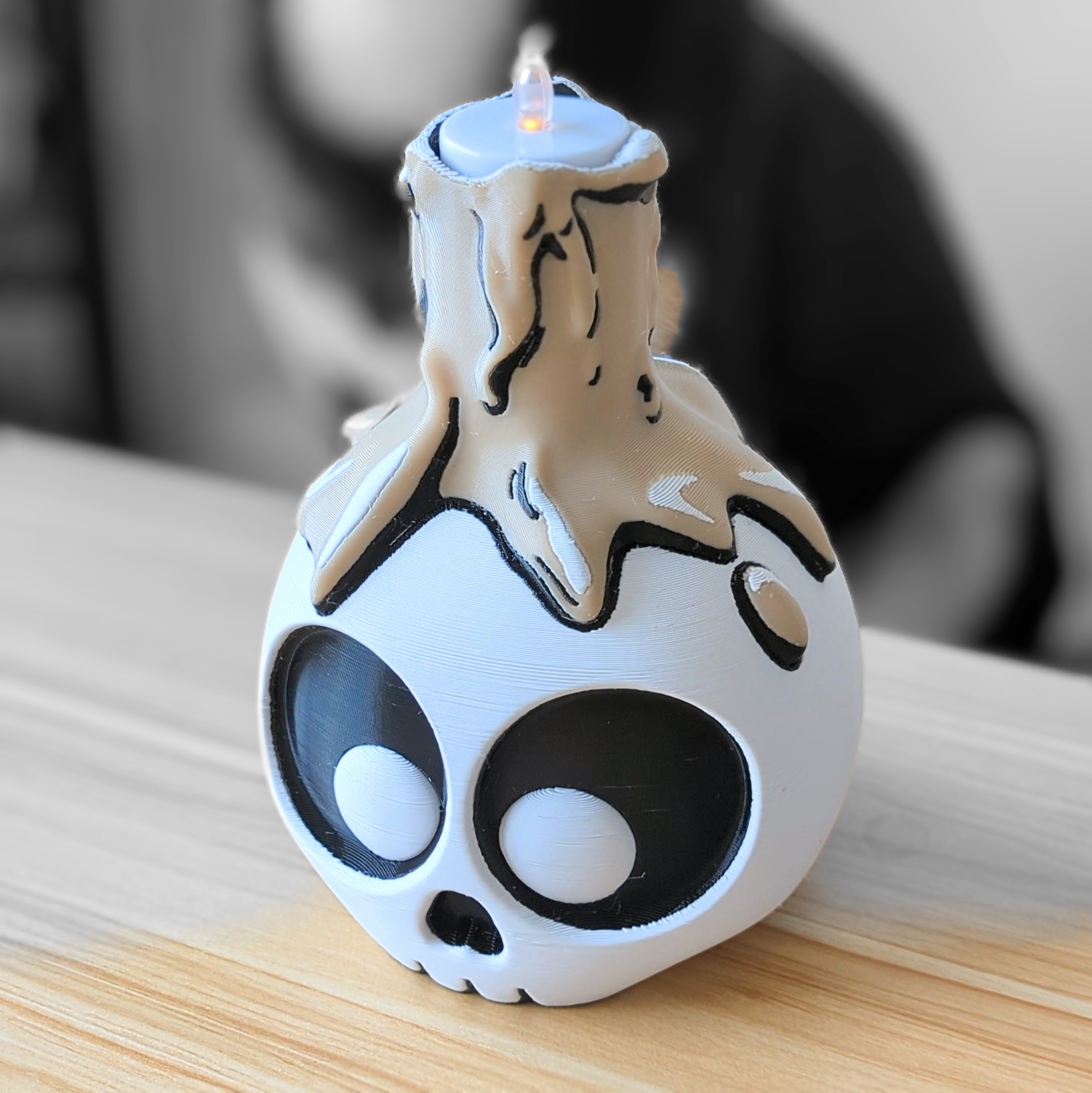 Skull with candle - multicolour print