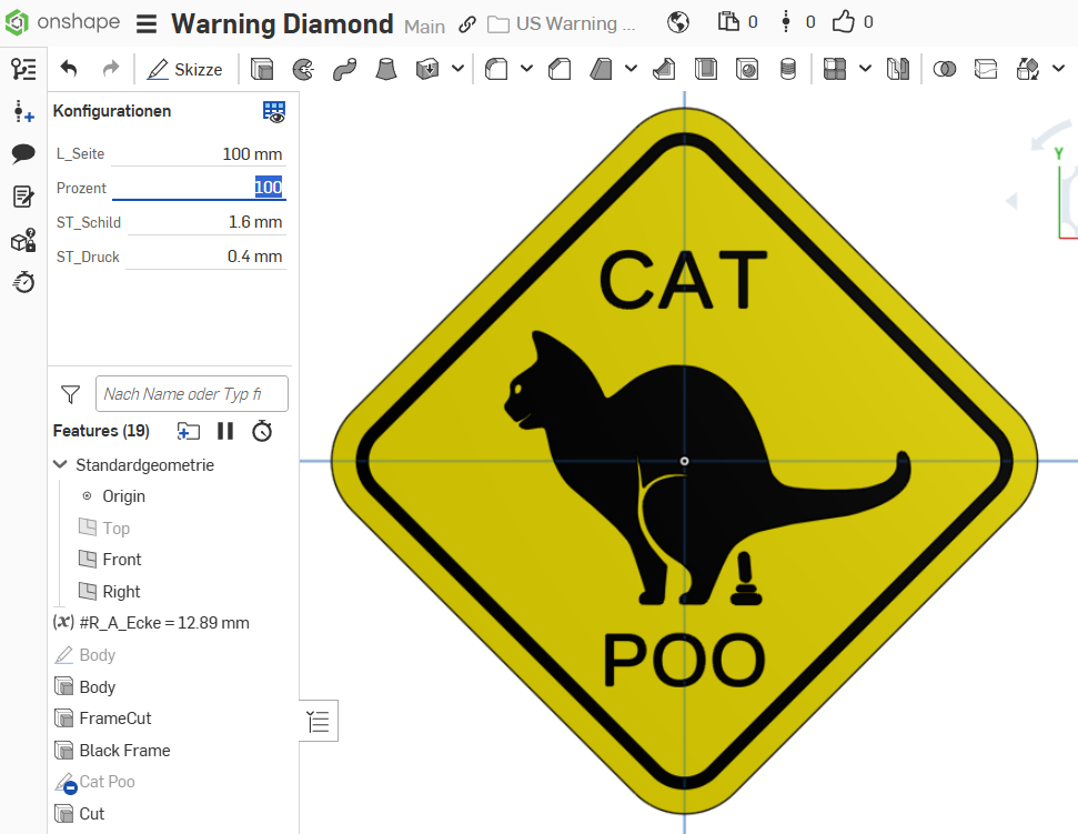 US Warnschild "Katzenkacke" / US Warning Street Sign "Cat Poo"