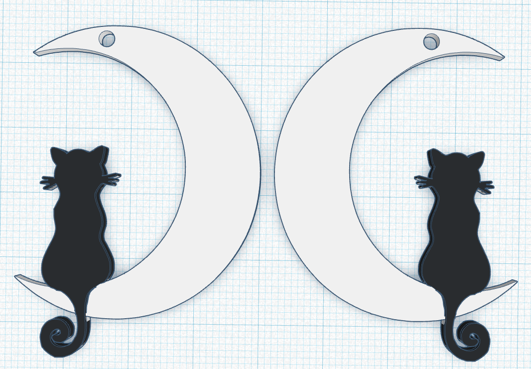 Cat sitting on moon earrings