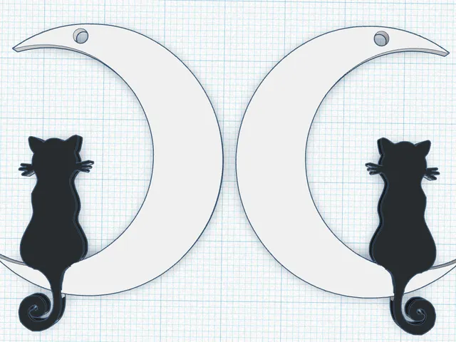 Cat sitting on moon earrings