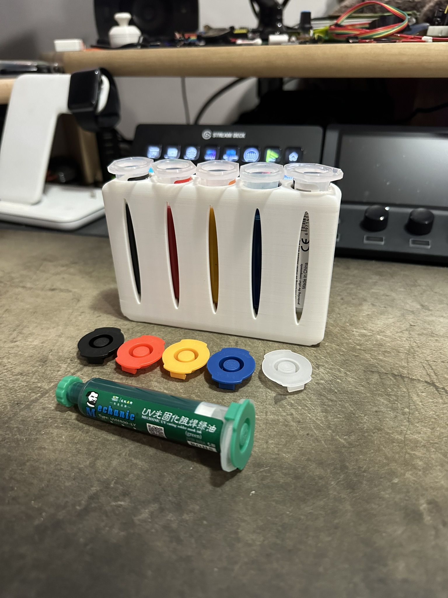 5Slot Syringe Holder for UV Solder Mask and Solder Flux Storage by